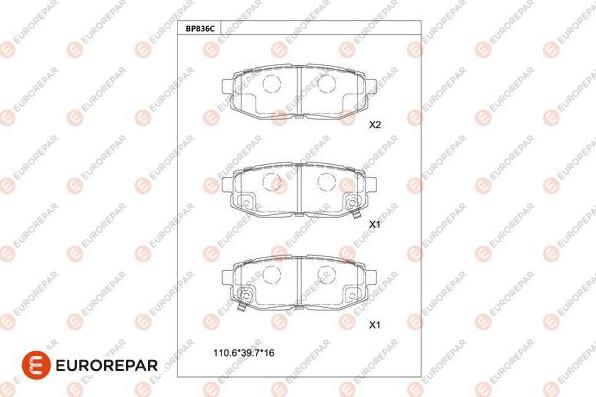 EUROREPAR 1681247380 - Kit de plaquettes de frein, frein à disque cwaw.fr