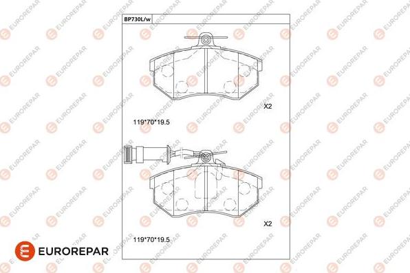 EUROREPAR 1681259780 - Kit de plaquettes de frein, frein à disque cwaw.fr