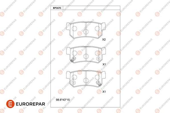 EUROREPAR 1681254080 - Kit de plaquettes de frein, frein à disque cwaw.fr