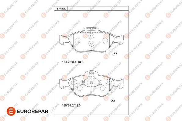 EUROREPAR 1681256980 - Kit de plaquettes de frein, frein à disque cwaw.fr