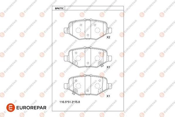 EUROREPAR 1681250080 - Kit de plaquettes de frein, frein à disque cwaw.fr