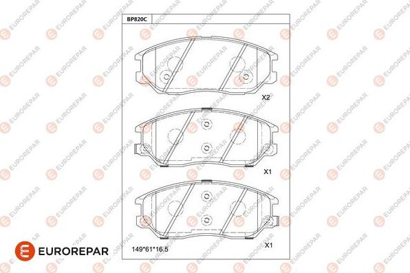 EUROREPAR 1681250380 - Kit de plaquettes de frein, frein à disque cwaw.fr