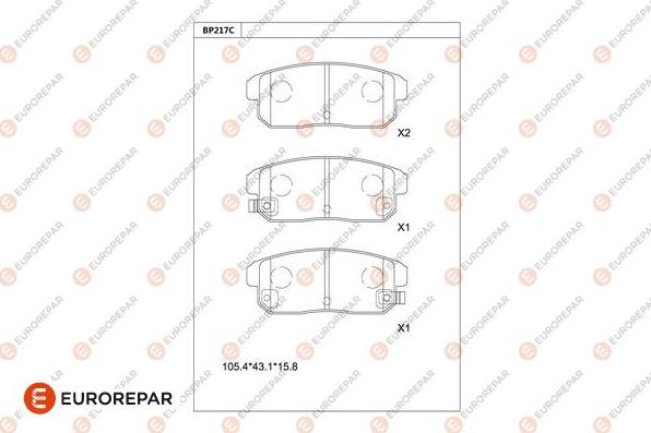 EUROREPAR 1681251380 - Kit de plaquettes de frein, frein à disque cwaw.fr