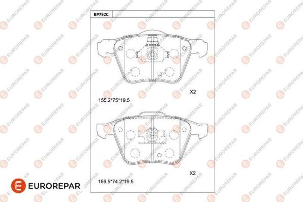 EUROREPAR 1681258580 - Kit de plaquettes de frein, frein à disque cwaw.fr