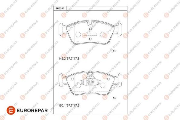 EUROREPAR 1681258380 - Kit de plaquettes de frein, frein à disque cwaw.fr