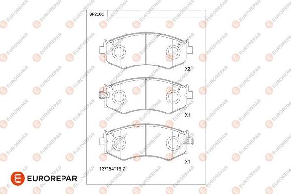 EUROREPAR 1681258280 - Kit de plaquettes de frein, frein à disque cwaw.fr