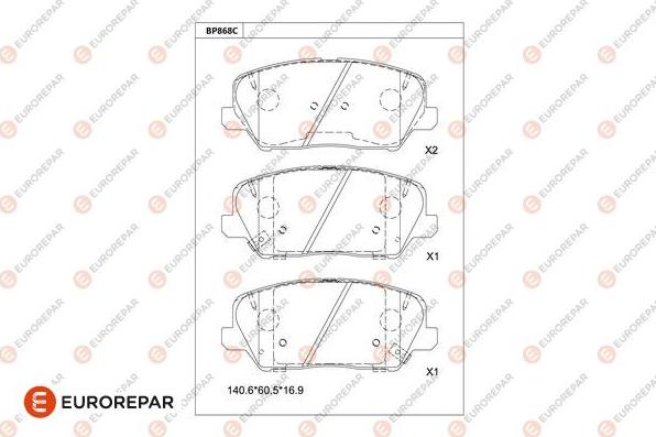 EUROREPAR 1681253480 - Kit de plaquettes de frein, frein à disque cwaw.fr