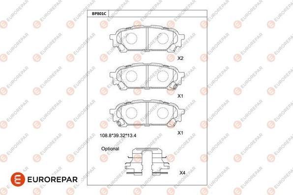 EUROREPAR 1681257780 - Kit de plaquettes de frein, frein à disque cwaw.fr