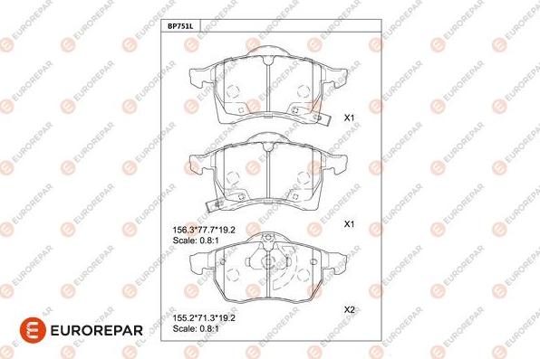 EUROREPAR 1681269980 - Kit de plaquettes de frein, frein à disque cwaw.fr