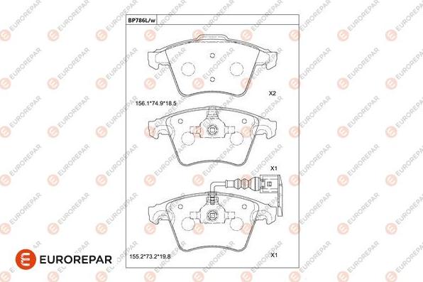 EUROREPAR 1681264880 - Kit de plaquettes de frein, frein à disque cwaw.fr