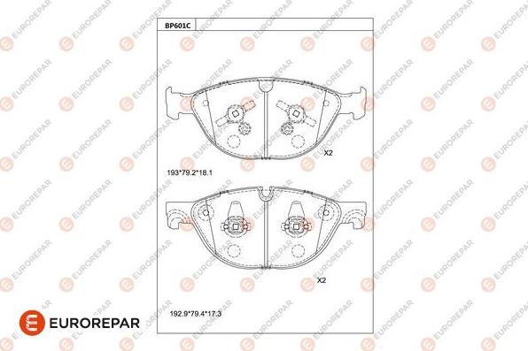 EUROREPAR 1681266880 - Kit de plaquettes de frein, frein à disque cwaw.fr