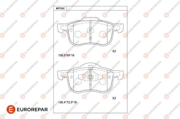 EUROREPAR 1681268380 - Kit de plaquettes de frein, frein à disque cwaw.fr