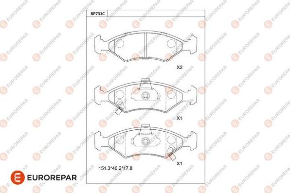 EUROREPAR 1681263580 - Kit de plaquettes de frein, frein à disque cwaw.fr