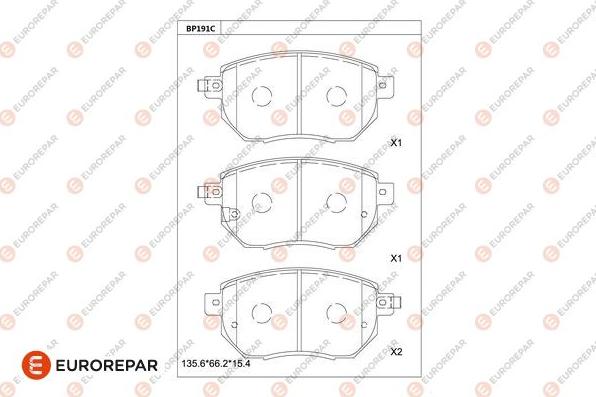 EUROREPAR 1681263180 - Kit de plaquettes de frein, frein à disque cwaw.fr