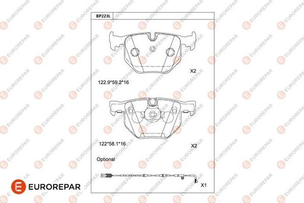 EUROREPAR 1681263780 - Kit de plaquettes de frein, frein à disque cwaw.fr