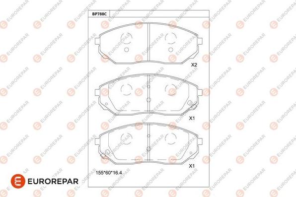 EUROREPAR 1681262580 - Kit de plaquettes de frein, frein à disque cwaw.fr