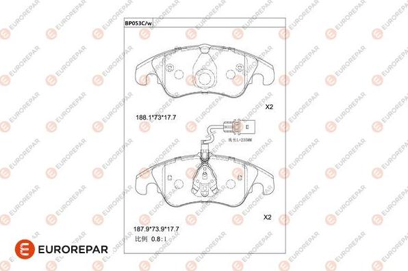 EUROREPAR 1681209580 - Kit de plaquettes de frein, frein à disque cwaw.fr