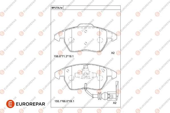 EUROREPAR 1681209180 - Kit de plaquettes de frein, frein à disque cwaw.fr