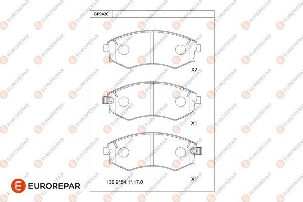 EUROREPAR 1681209880 - Kit de plaquettes de frein, frein à disque cwaw.fr