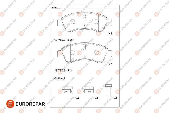 EUROREPAR 1681209380 - Kit de plaquettes de frein, frein à disque cwaw.fr