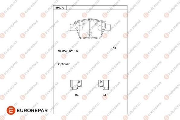 EUROREPAR 1681208580 - Kit de plaquettes de frein, frein à disque cwaw.fr