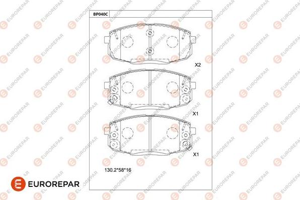 EUROREPAR 1681208380 - Kit de plaquettes de frein, frein à disque cwaw.fr