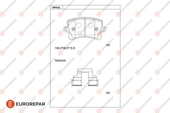 EUROREPAR 1681207580 - Kit de plaquettes de frein, frein à disque cwaw.fr