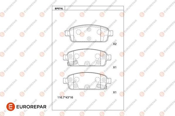 EUROREPAR 1681207080 - Kit de plaquettes de frein, frein à disque cwaw.fr