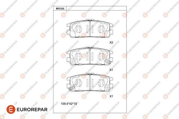 EUROREPAR 1681219480 - Kit de plaquettes de frein, frein à disque cwaw.fr