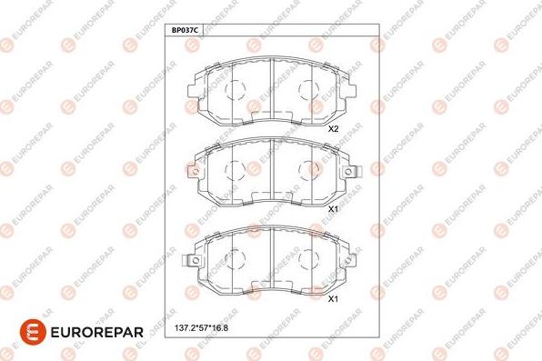 EUROREPAR 1681219580 - Kit de plaquettes de frein, frein à disque cwaw.fr