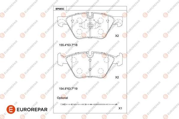 EUROREPAR 1681219680 - Kit de plaquettes de frein, frein à disque cwaw.fr