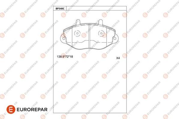 EUROREPAR 1681219880 - Kit de plaquettes de frein, frein à disque cwaw.fr