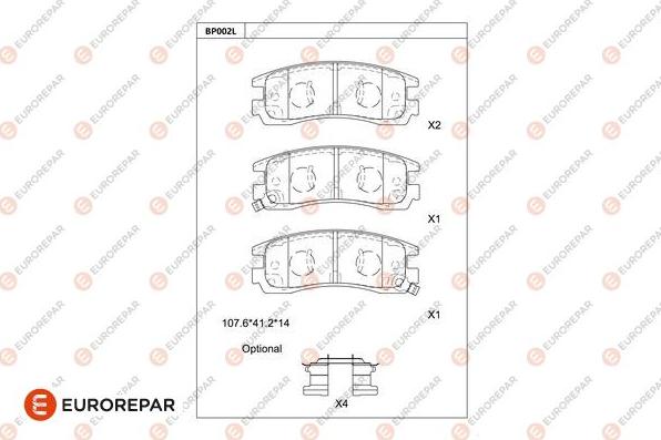 EUROREPAR 1681214980 - Kit de plaquettes de frein, frein à disque cwaw.fr