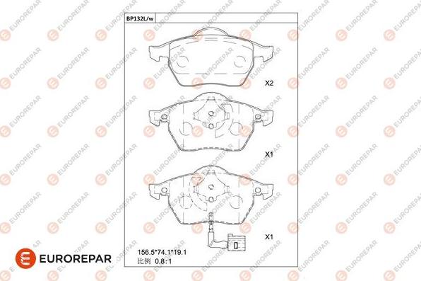 EUROREPAR 1681215680 - Kit de plaquettes de frein, frein à disque cwaw.fr