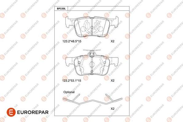 EUROREPAR 1681215380 - Kit de plaquettes de frein, frein à disque cwaw.fr