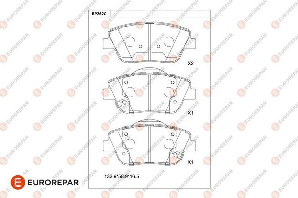 EUROREPAR 1681216980 - Kit de plaquettes de frein, frein à disque cwaw.fr