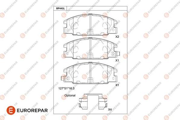 EUROREPAR 1681210980 - Kit de plaquettes de frein, frein à disque cwaw.fr