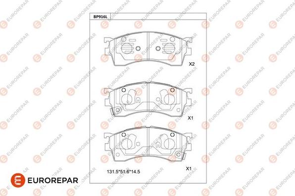 EUROREPAR 1681210580 - Kit de plaquettes de frein, frein à disque cwaw.fr