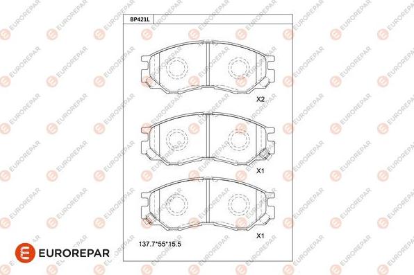 EUROREPAR 1681210680 - Kit de plaquettes de frein, frein à disque cwaw.fr