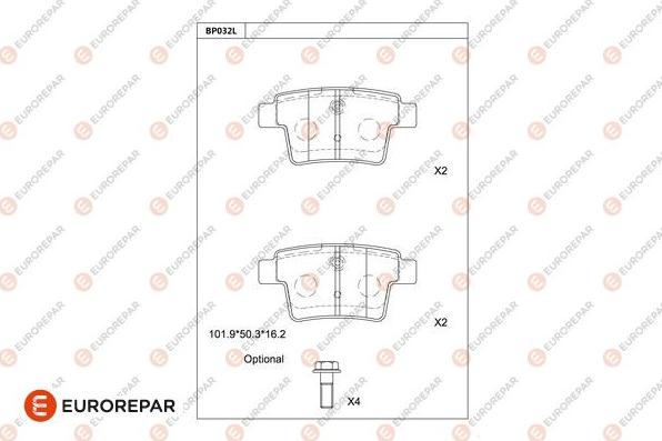 EUROREPAR 1681210780 - Kit de plaquettes de frein, frein à disque cwaw.fr