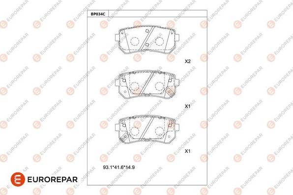 EUROREPAR 1681211480 - Kit de plaquettes de frein, frein à disque cwaw.fr