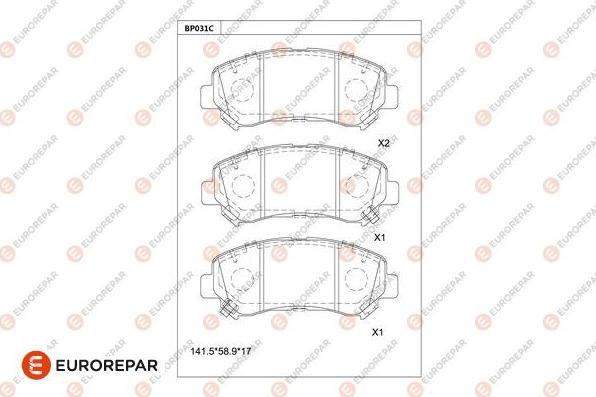 EUROREPAR 1681211680 - Kit de plaquettes de frein, frein à disque cwaw.fr