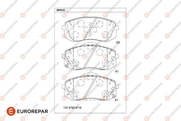 EUROREPAR 1681211780 - Kit de plaquettes de frein, frein à disque cwaw.fr