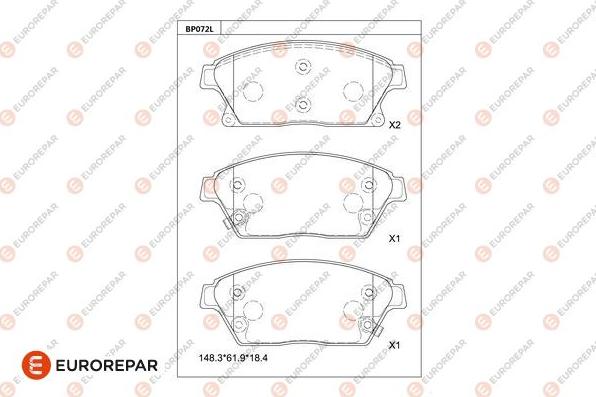 EUROREPAR 1681218680 - Kit de plaquettes de frein, frein à disque cwaw.fr