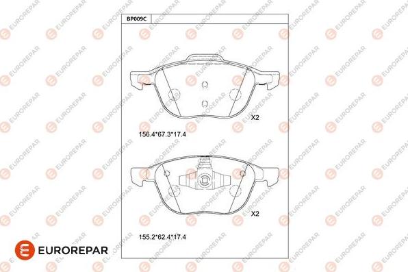 EUROREPAR 1681218180 - Kit de plaquettes de frein, frein à disque cwaw.fr