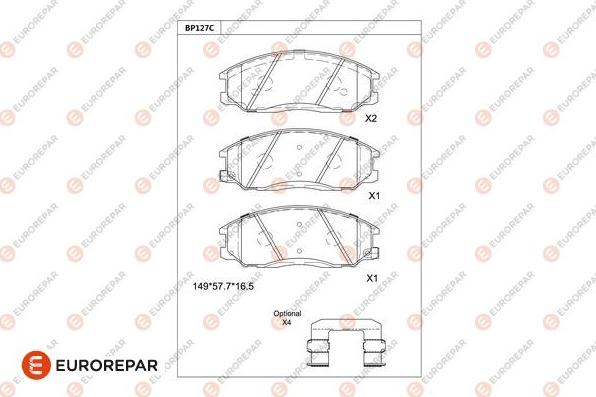 EUROREPAR 1681218380 - Kit de plaquettes de frein, frein à disque cwaw.fr