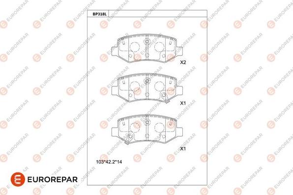 EUROREPAR 1681213980 - Kit de plaquettes de frein, frein à disque cwaw.fr