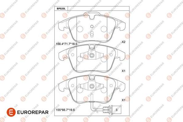 EUROREPAR 1681213480 - Kit de plaquettes de frein, frein à disque cwaw.fr