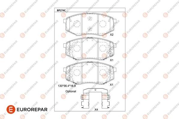 EUROREPAR 1681213080 - Kit de plaquettes de frein, frein à disque cwaw.fr