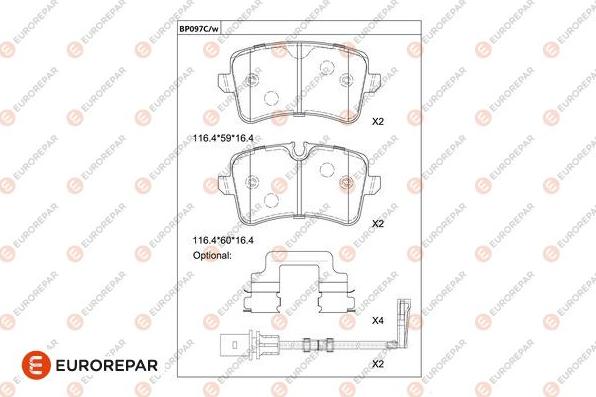 EUROREPAR 1681212080 - Kit de plaquettes de frein, frein à disque cwaw.fr